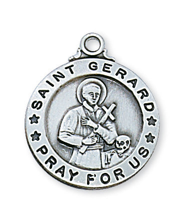 Sterling Silver Medal of Saint Gerard 20-inch Chain - Engravable