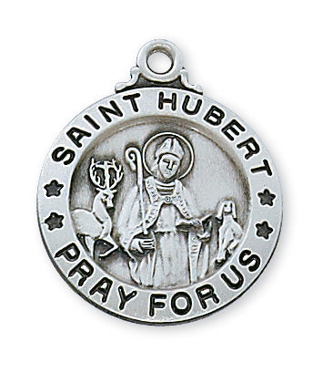 Sterling Silver Medal of Saint Hubert 20Chain and Box-inch - Engravable