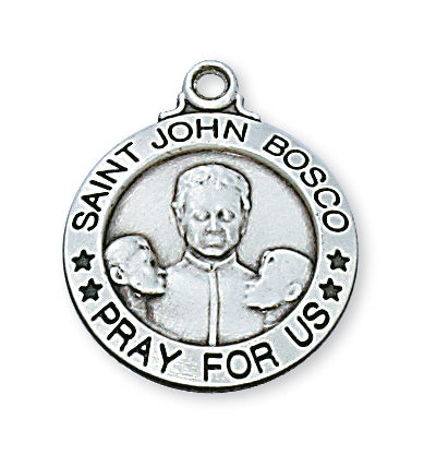 Sterling Silver Medal of Saint John Bosco 20 Chain &B-inch - Engravable