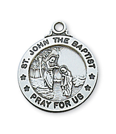 Sterling Silver Medal of Saint John The Baptist 20C-inch - Engravable