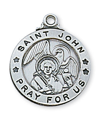 Sterling Silver Medal of Saint John The Evang 20Ch&B-inch - Engravable