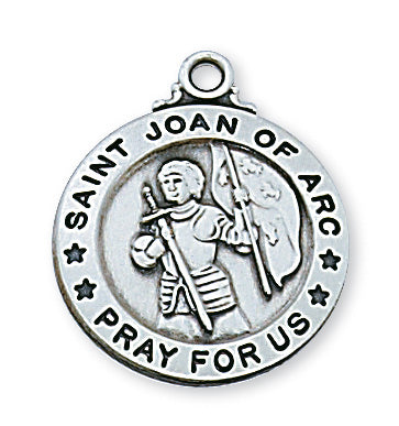 Sterling Silver Medal of Saint Joan Of Arc 20Ch and B-inch - Engravable