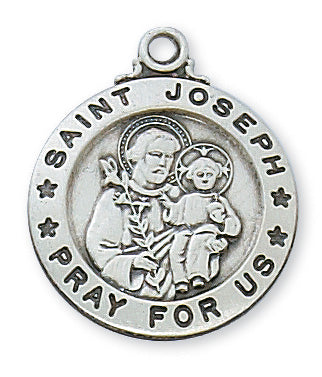 Sterling Silver Medal of Saint Joseph 20-inch Chain - Engravable