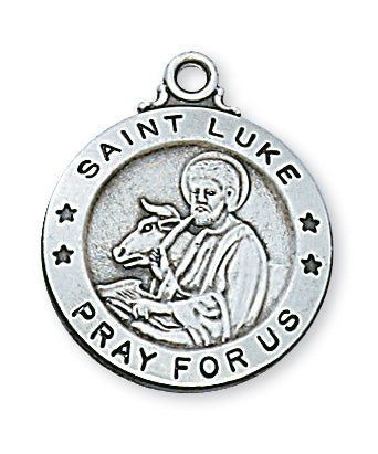 Sterling Silver Medal of Saint Luke 20Necklace Set-inch - Engravable