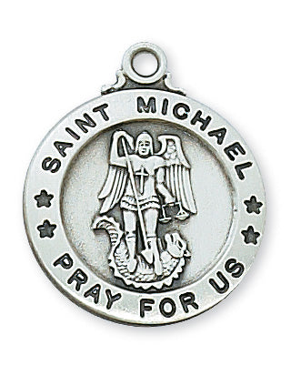 Sterling Silver Medal of Saint Michael 20Necklace Set-inch - Engravable