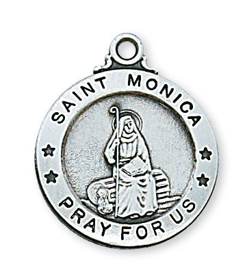 Sterling Silver Medal of Saint Monica 20 Ch and Box-inch - Engravable