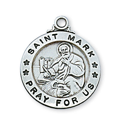 Sterling Silver Medal of Saint Mark 20Necklace Set-inch - Engravable