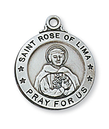 Sterling Silver Medal of Saint Rose Of Lima 20 Ch &-inch - Engravable