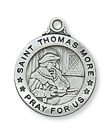 Sterling Silver Medal of Saint Thomas More 20Ch &-inch - Engravable