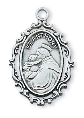 Sterling Silver Saint Anthony with 18-inch Chain