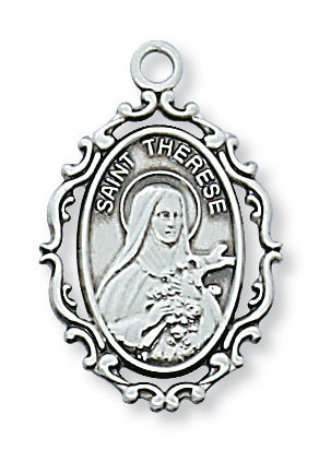 Sterling Silver Saint Therese L/F with 18-inch Chain
