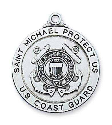 Sterling Silver Coast Guard Medal with 24-inch Chain