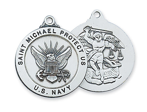 Sterling Silver Navy Service Medal 24-inch Ch