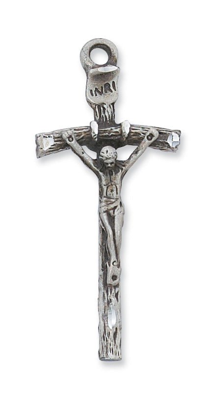 Sterling Silver Papal Crucifix with 24-inch Chain
