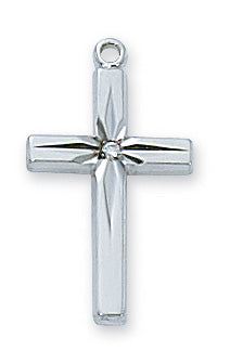 Sterling Silver Cubic Zirconia Cross with with 18-inch Chain