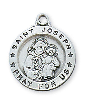Sterling Silver Sml Saint Joseph 18' Necklace Set