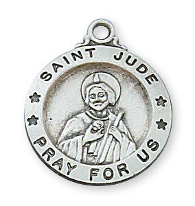 Sterling Silver Medal of Saint Jude with 18 inch Chain