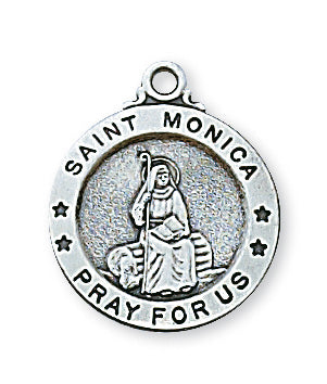 Sterling Silver Monica medal with 18-inch chain