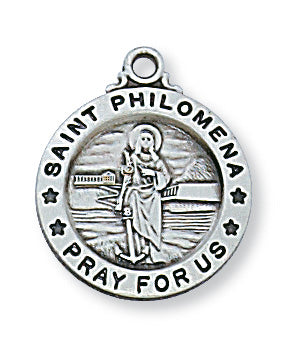 Sterling Silver Medal of Saint Philomena with 18-inch Chain