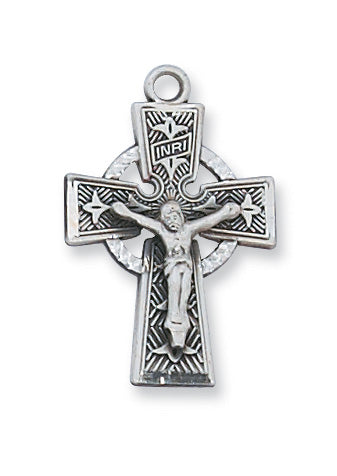 Sterling Silver Celtic Crucifix with 18-inch Chain