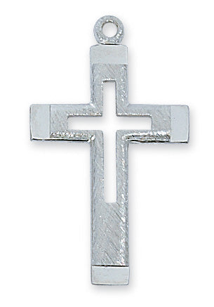 Sterling Silver Cut Out Cross with 18-inch Chain