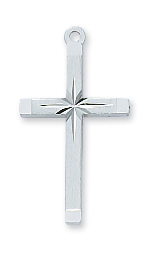 Sterling Silver Starburst Cross with 18-inch Chain