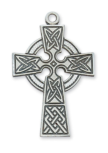 Sterling Silver Celtic Cross 24 Chain and Box