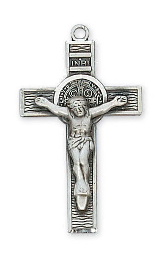 Sterling Silver Saint Benedict with 18-inch Chain