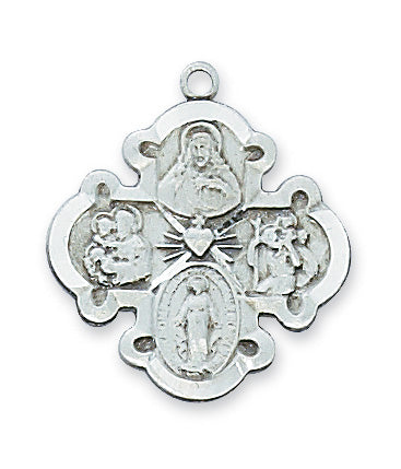 Sterling Silver 4-Way Medal with 20-inch Chain