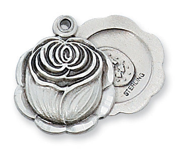 Sterling Silver Miraculous Rosebud with 18-inch Chain