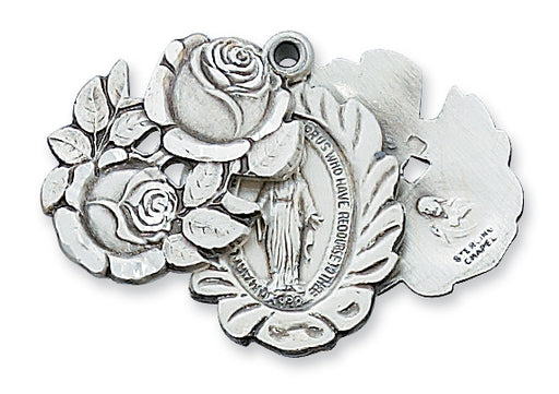 Sterling Silver Miraculous Rosebud with 24-inch Chain