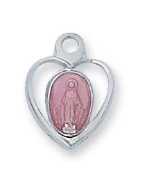 Sterling Silver Miraculous with Pink Enamel 16 C-inch