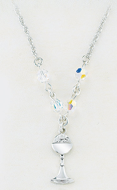 5mm Swarovski Crystal 18-inch Pendant with Sterling Silver Chalice