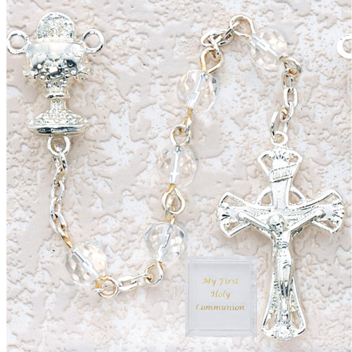 6MM Crystal Communion Rosary with Box