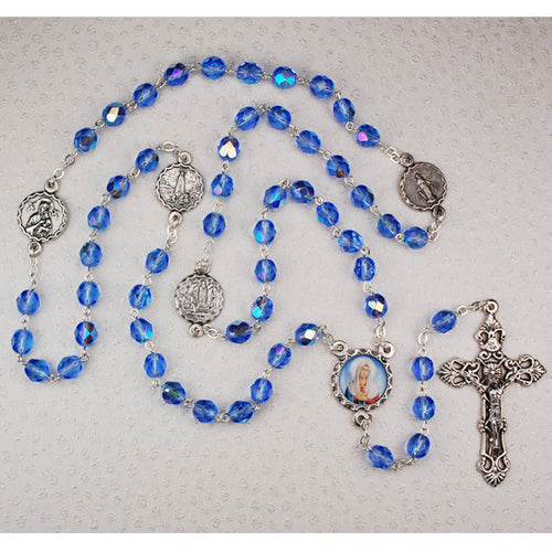 7MM Blue Marian Rosary
