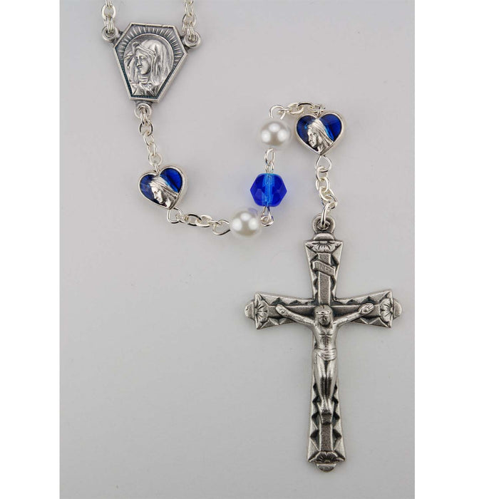 6MM Blue/Pearl Rosary