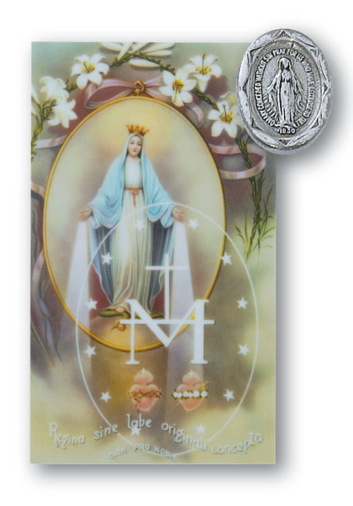 Miraculous Medal Pin and Prayer Card Set