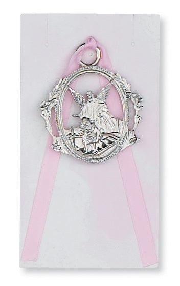 Guardian Angel Crib Medal - Pink