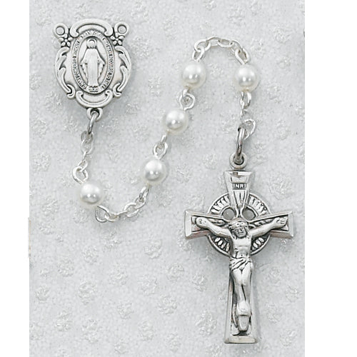 Sterling Silver 5MM White Irish Rosary