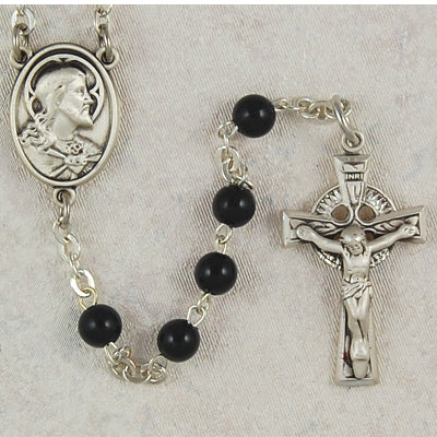 Sterling Silver 5MM Black Irish Rosary