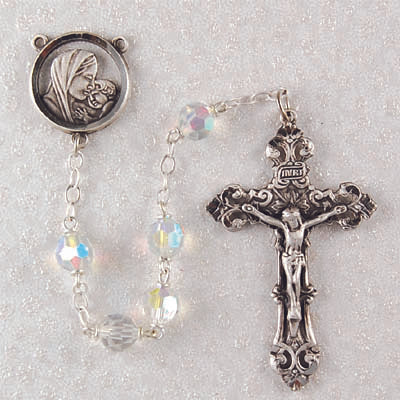 7MM Tin Cut Crystal Rosary