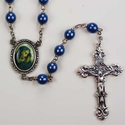 7MM Blue Our Lady of Sorrows Rosary