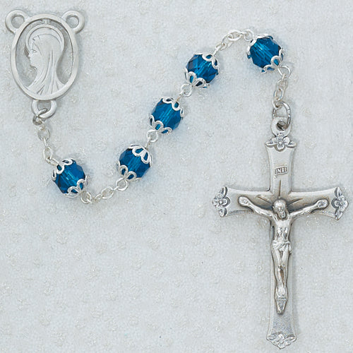 7MM All Capped Dark Blue Rosary