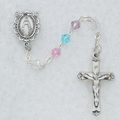 Sterling Silver 5MM Multi Crystal Tincut Rosary