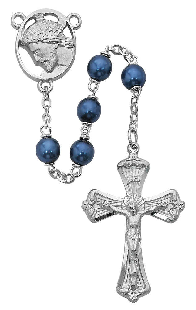 7MM Blue Metallic Rosary