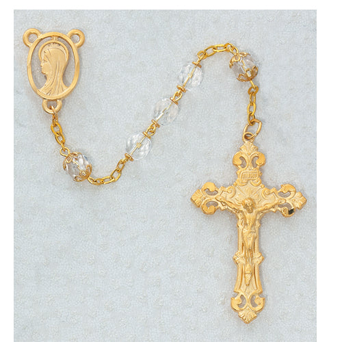 7MM Gold Plate Crystal Rosary