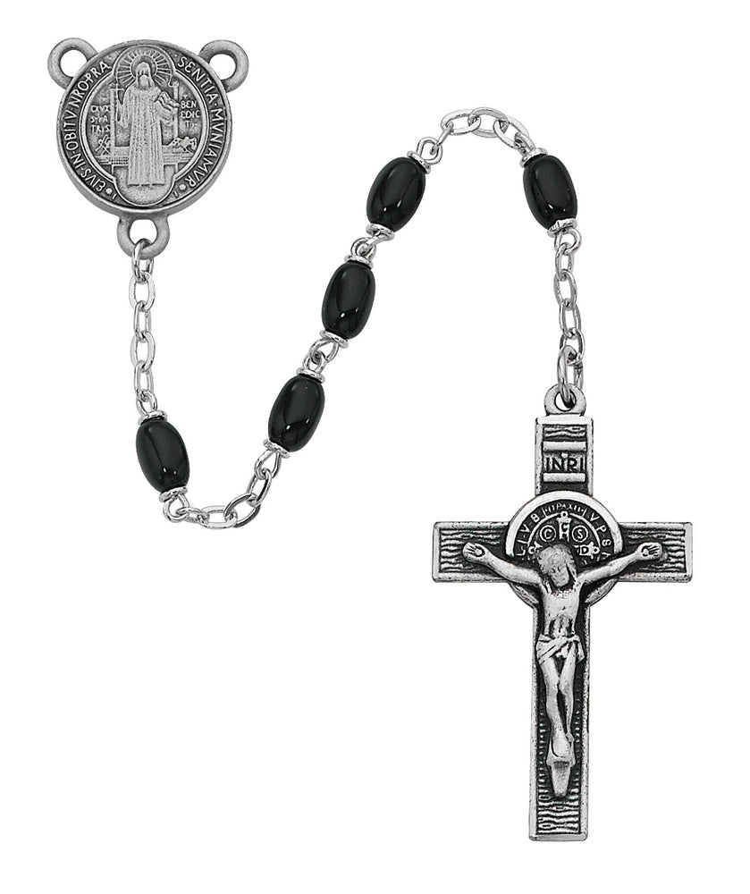 4X6MM Black Saint Beneidct Rosary