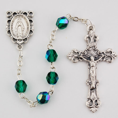 6MM AB Emerald/May Rosary