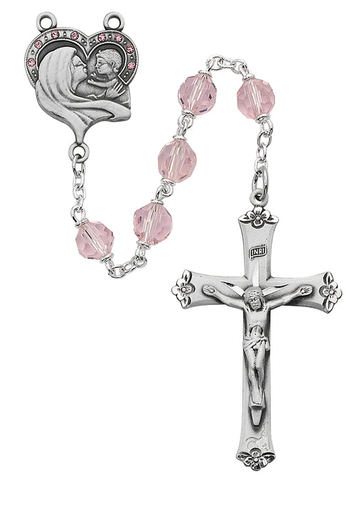 Sterling Silver 7MM Rose Tincut Rosary