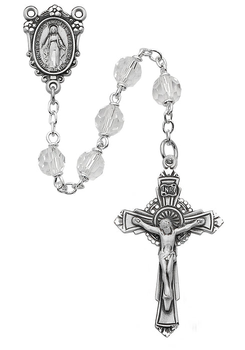 Sterling Silver 7MM Crystal Tincut Rosary